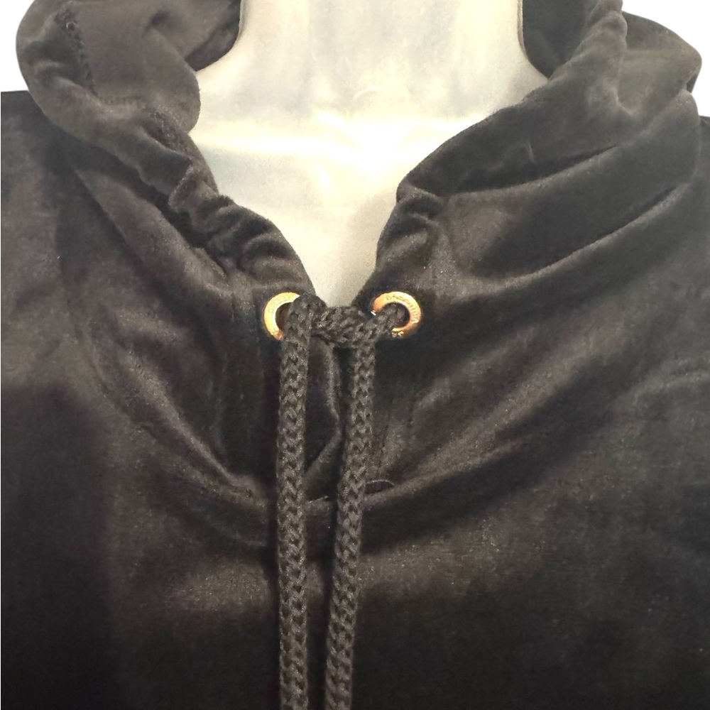 NWT GreenTea Midnight Black Velour Hoodie MEDIUM #7 - Picture 2 of 12